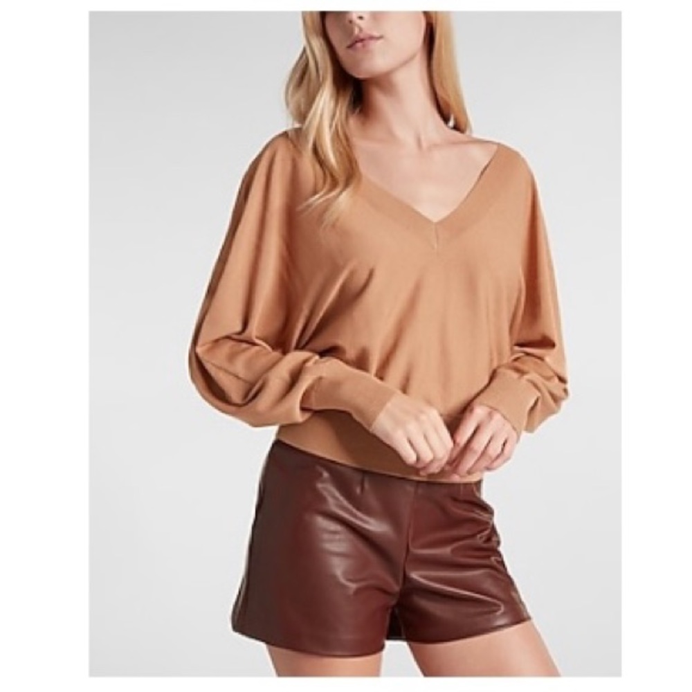Camel tan double v neck dolman express sweater; never worn